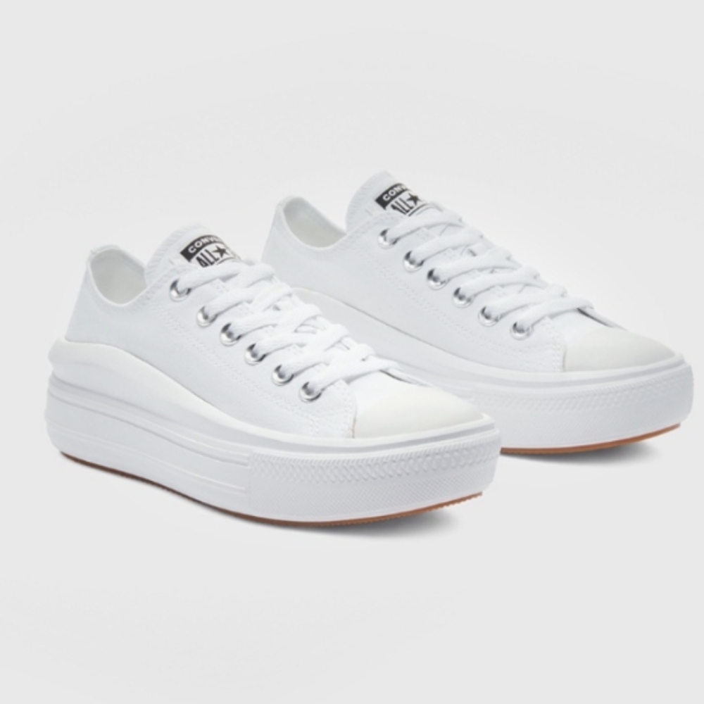Converse White Platform Chuck Taylor Low Top Sneakers